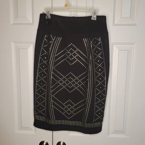 Chances R black with gold detail pencil skirt size large